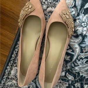 Ann Taylor Pink Flats with Embellished Bow